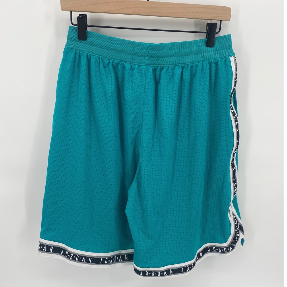 Jordan Basketball Shorts Large Teal Excellent Mesh Jumpman Tape Logo Sporty